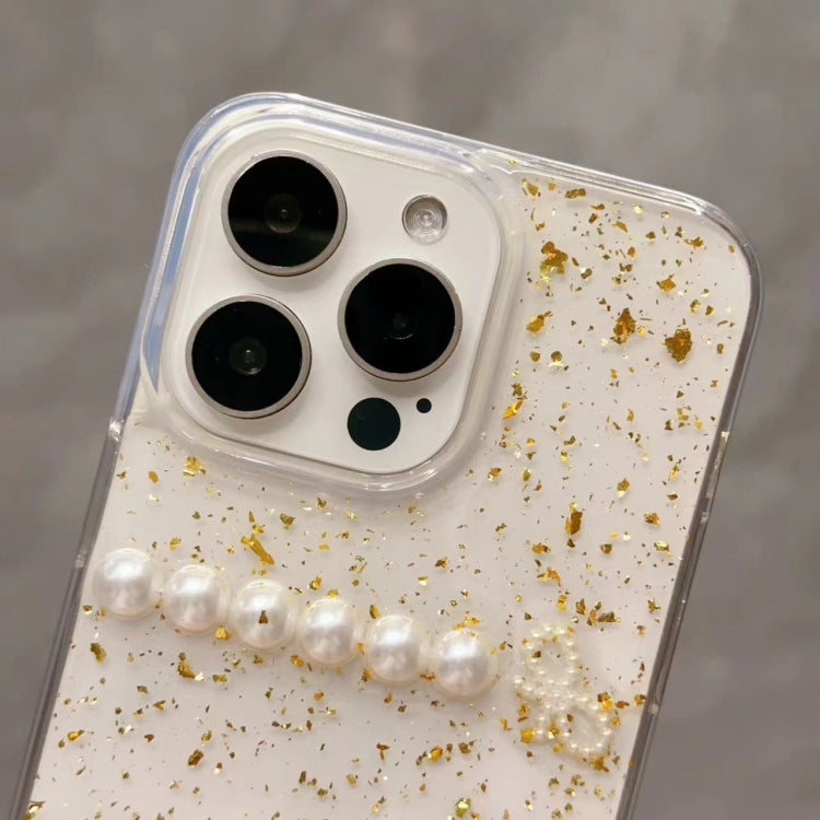 Gold Foil Pearl Bow TPU Phone Case, For iPhone 13 Pro Max, For iPhone 13 Pro, For iPhone 13, For iPhone 12, For iPhone 12 Pro Max