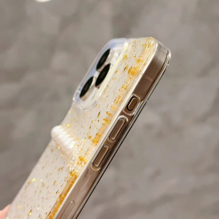 Gold Foil Pearl Bow TPU Phone Case, For iPhone 13 Pro Max, For iPhone 13 Pro, For iPhone 13, For iPhone 12, For iPhone 12 Pro Max