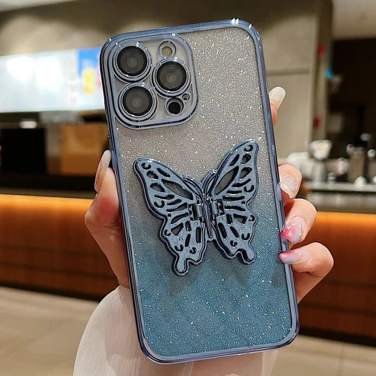 Electroplated Gradient Glitter 3D Butterfly TPU Phone Case, For iPhone 15 Pro Max, For iPhone 15 Pro, For iPhone 15 Plus, For iPhone 15