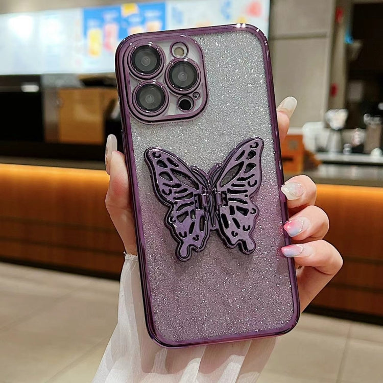 Electroplated Gradient Glitter 3D Butterfly TPU Phone Case, For iPhone 15 Pro Max, For iPhone 15 Pro, For iPhone 15 Plus, For iPhone 15