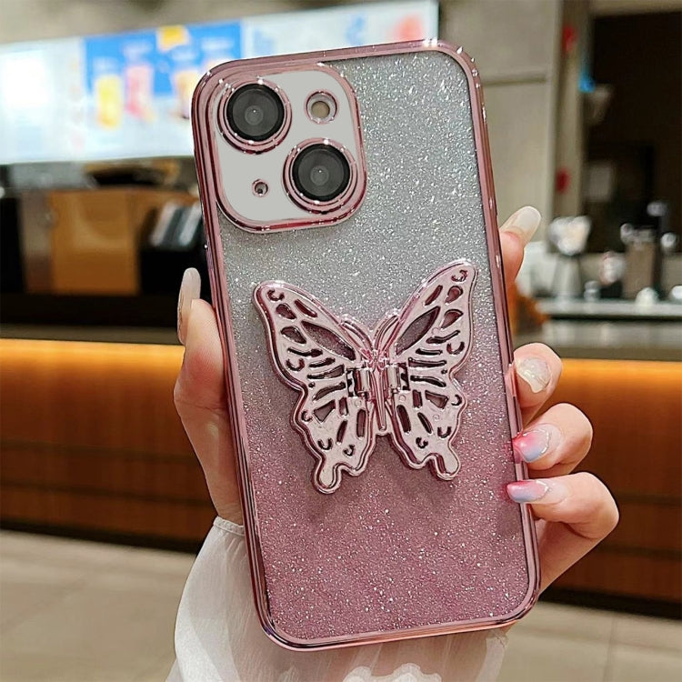 Electroplated Gradient Glitter 3D Butterfly TPU Phone Case, For iPhone 15 Pro Max, For iPhone 15 Pro, For iPhone 15 Plus, For iPhone 15