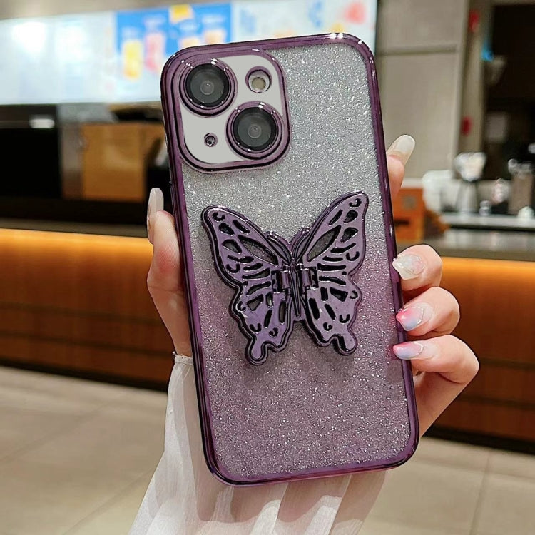 Electroplated Gradient Glitter 3D Butterfly TPU Phone Case, For iPhone 15 Pro Max, For iPhone 15 Pro, For iPhone 15 Plus, For iPhone 15