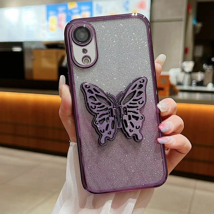 Electroplated Gradient Glitter 3D Butterfly TPU Phone Case, For iPhone 11, For iPhone 11 Pro, For iPhone XR, For iPhone XS Max