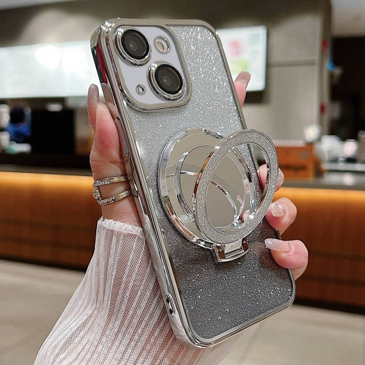 Plated Mirror Holder Gradient Glitter MagSafe Phone Case, For iPhone 15 Plus, For iPhone 15, For iPhone 14 Plus