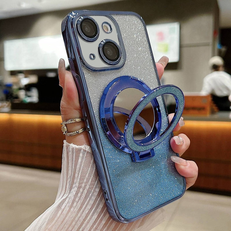 Plated Mirror Holder Gradient Glitter MagSafe Phone Case, For iPhone 15 Plus, For iPhone 15, For iPhone 14 Plus