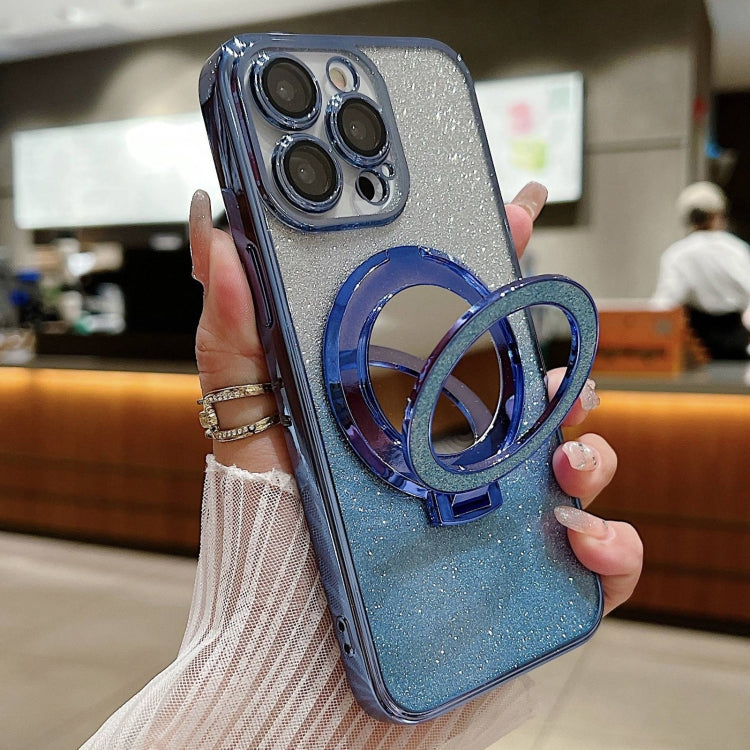 Plated Mirror Holder Gradient Glitter MagSafe Phone Case, For iPhone 14, For iPhone 14 Pro, For iPhone 14 Pro Max