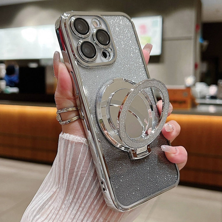 Plated Mirror Holder Gradient Glitter MagSafe Phone Case, For iPhone 14, For iPhone 14 Pro, For iPhone 14 Pro Max
