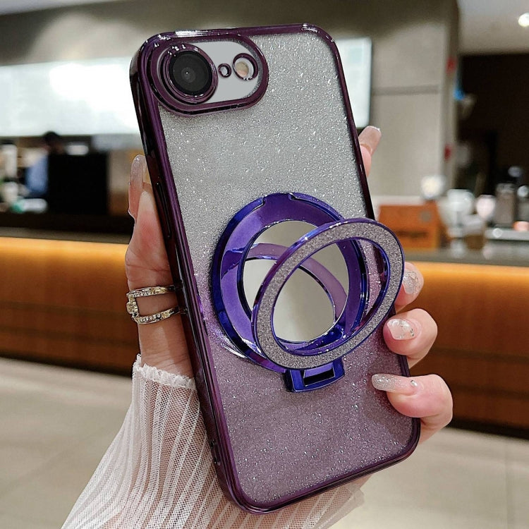 Plated Mirror Holder Gradient Glitter MagSafe Phone Case, For iPhone XS Max, For iPhone 7 / 8 / SE 2022, For iPhone X / XS