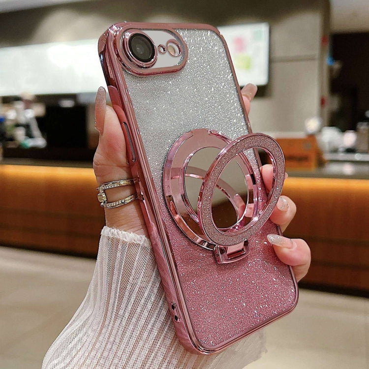 Plated Mirror Holder Gradient Glitter MagSafe Phone Case, For iPhone XS Max, For iPhone 7 / 8 / SE 2022, For iPhone X / XS