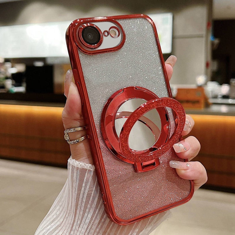 Plated Mirror Holder Gradient Glitter MagSafe Phone Case, For iPhone XS Max, For iPhone 7 / 8 / SE 2022, For iPhone X / XS