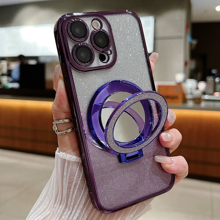 Plated Mirror Holder Gradient Glitter MagSafe Phone Case, For iPhone 13 mini, For iPhone 12, For iPhone 12 Pro Max