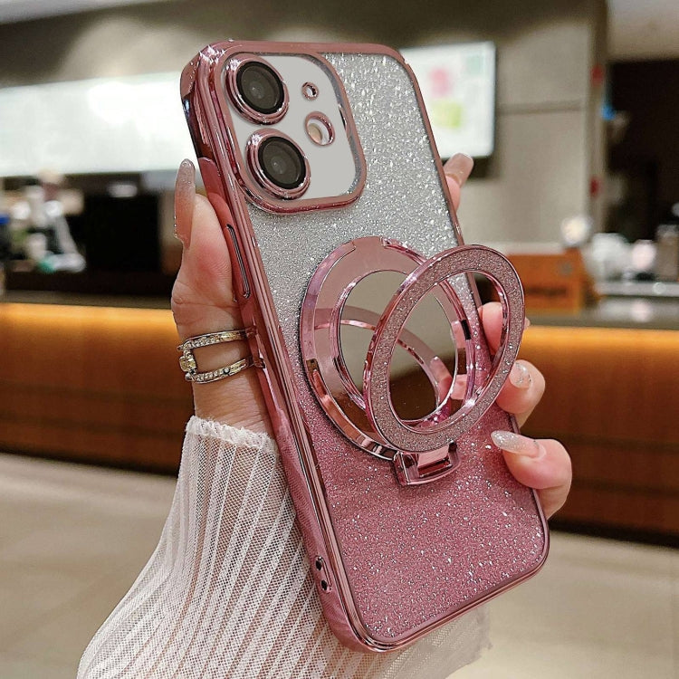 Plated Mirror Holder Gradient Glitter MagSafe Phone Case, For iPhone 12 Pro, For iPhone 12 mini, For iPhone 11 Pro Max