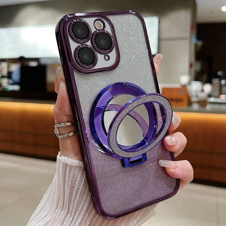 Plated Mirror Holder Gradient Glitter MagSafe Phone Case, For iPhone 12 Pro, For iPhone 12 mini, For iPhone 11 Pro Max