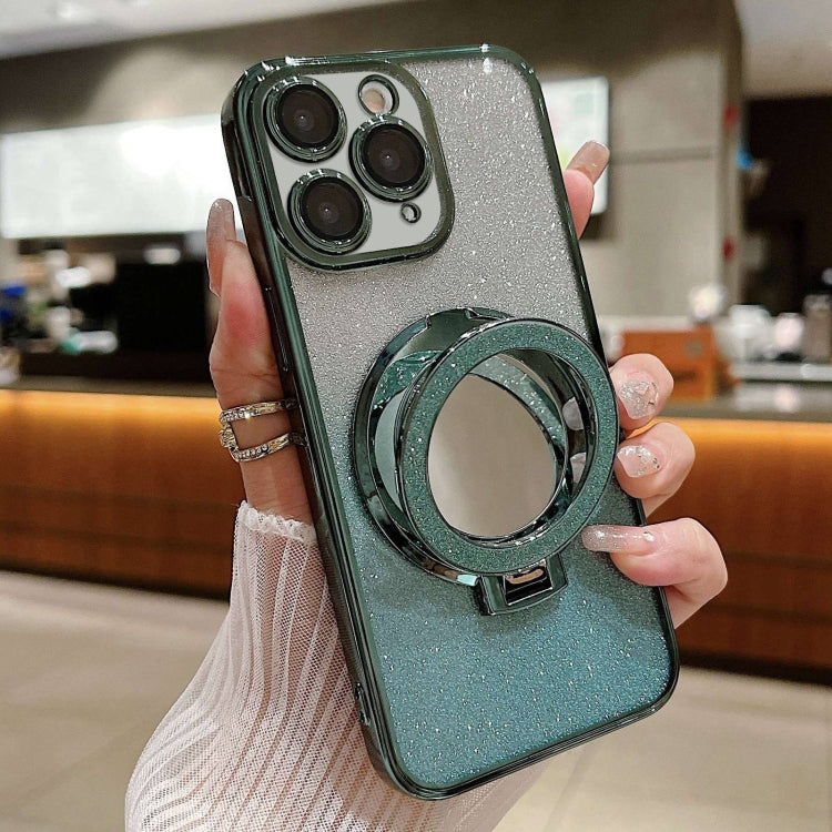 Plated Mirror Holder Gradient Glitter MagSafe Phone Case, For iPhone 11, For iPhone 11 Pro, For iPhone XR