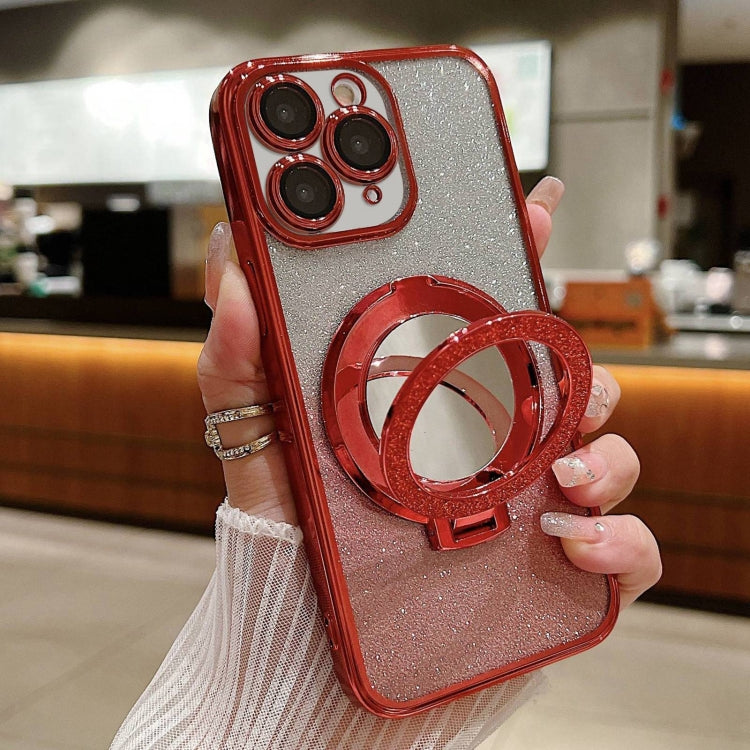 Plated Mirror Holder Gradient Glitter MagSafe Phone Case, For iPhone 11, For iPhone 11 Pro, For iPhone XR