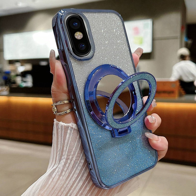 Plated Mirror Holder Gradient Glitter MagSafe Phone Case, For iPhone XS Max, For iPhone 7 / 8 / SE 2022, For iPhone X / XS
