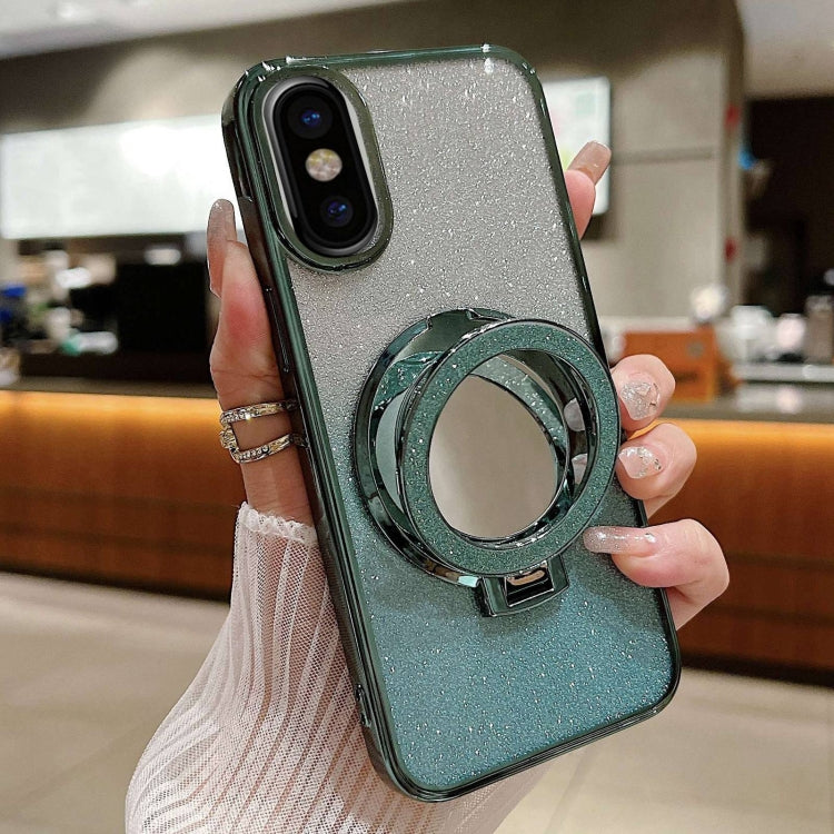 Plated Mirror Holder Gradient Glitter MagSafe Phone Case, For iPhone XS Max, For iPhone 7 / 8 / SE 2022, For iPhone X / XS