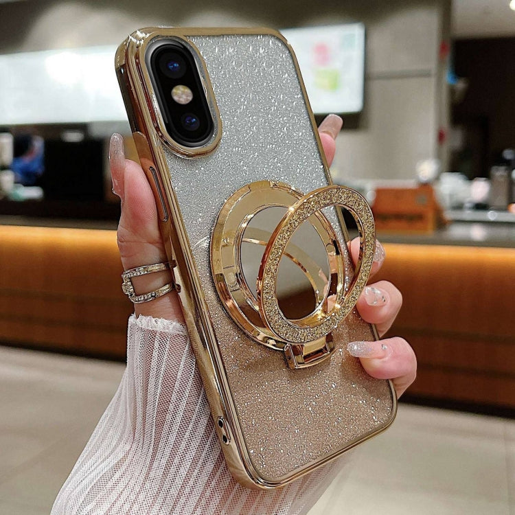 Plated Mirror Holder Gradient Glitter MagSafe Phone Case, For iPhone XS Max, For iPhone 7 / 8 / SE 2022, For iPhone X / XS