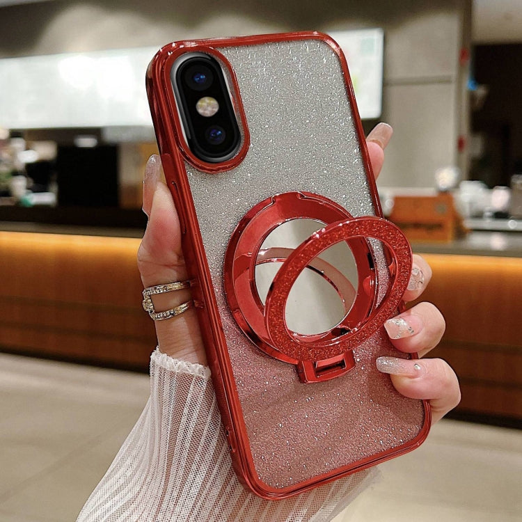 Plated Mirror Holder Gradient Glitter MagSafe Phone Case, For iPhone XS Max, For iPhone 7 / 8 / SE 2022, For iPhone X / XS