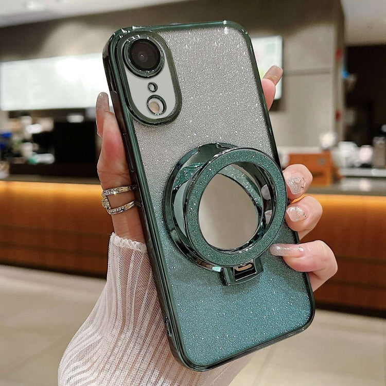 Plated Mirror Holder Gradient Glitter MagSafe Phone Case, For iPhone 11, For iPhone 11 Pro, For iPhone XR