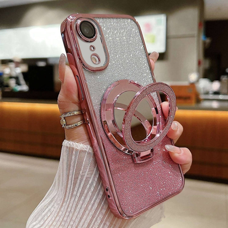 Plated Mirror Holder Gradient Glitter MagSafe Phone Case, For iPhone 11, For iPhone 11 Pro, For iPhone XR
