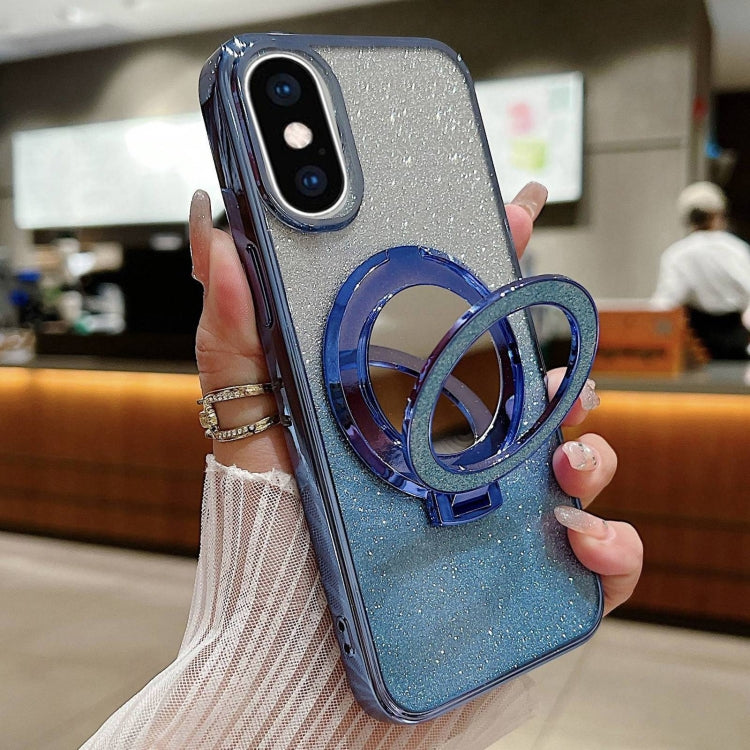 Plated Mirror Holder Gradient Glitter MagSafe Phone Case, For iPhone XS Max, For iPhone 7 / 8 / SE 2022, For iPhone X / XS