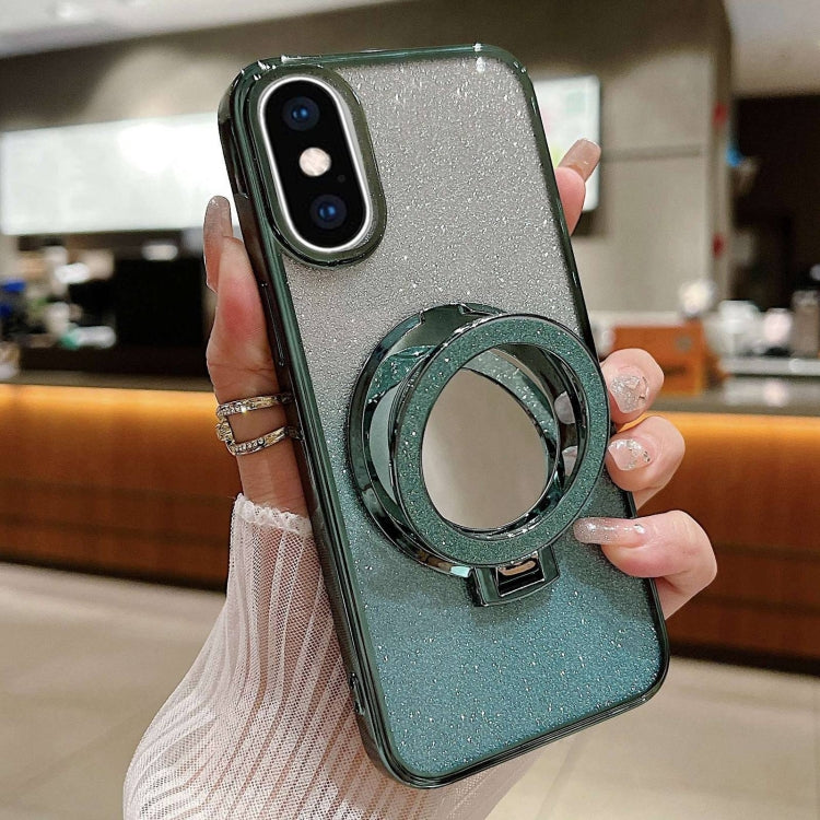 Plated Mirror Holder Gradient Glitter MagSafe Phone Case, For iPhone XS Max, For iPhone 7 / 8 / SE 2022, For iPhone X / XS