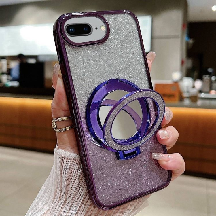 Plated Mirror Holder Gradient Glitter MagSafe Phone Case, For iPhone 7 Plus / 8 Plus