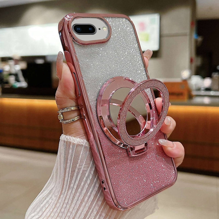 Plated Mirror Holder Gradient Glitter MagSafe Phone Case, For iPhone 7 Plus / 8 Plus