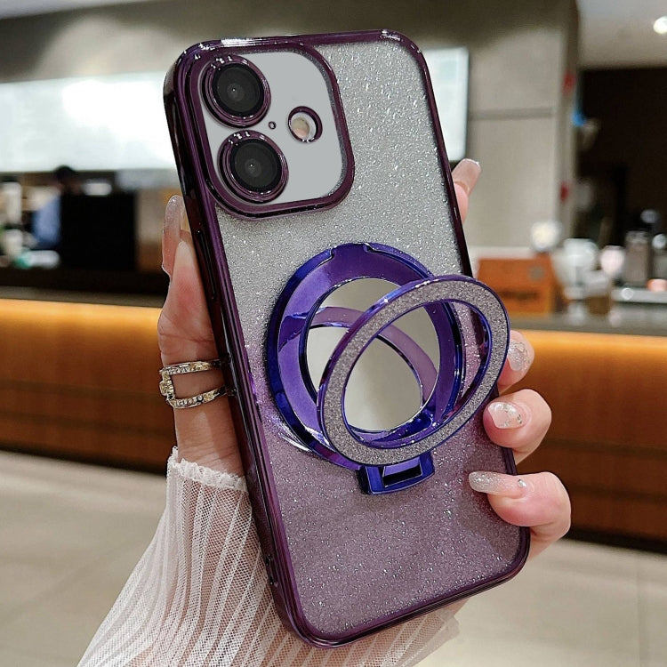Plated Mirror Holder Gradient Glitter MagSafe Phone Case, For iPhone 16, For iPhone 15 Pro Max, For iPhone 15 Pro