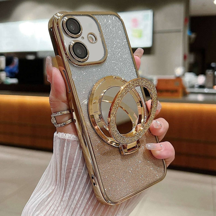 Plated Mirror Holder Gradient Glitter MagSafe Phone Case, For iPhone 16, For iPhone 15 Pro Max, For iPhone 15 Pro