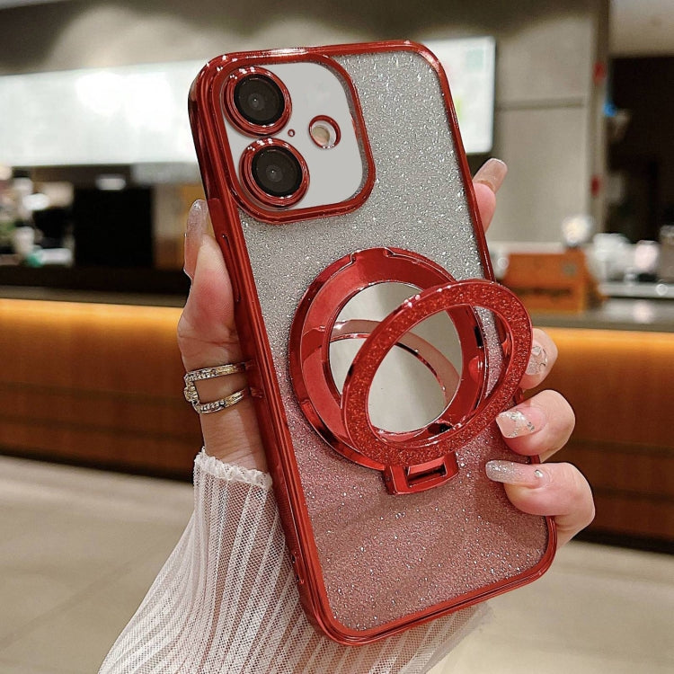 Plated Mirror Holder Gradient Glitter MagSafe Phone Case, For iPhone 16, For iPhone 15 Pro Max, For iPhone 15 Pro