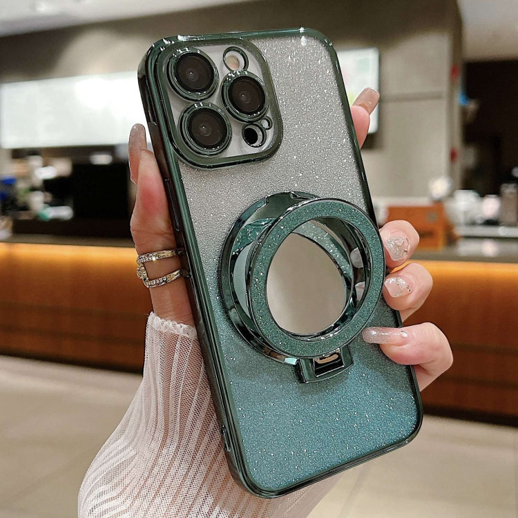 Plated Mirror Holder Gradient Glitter MagSafe Phone Case, For iPhone 16 Pro Max, For iPhone 16 Pro, For iPhone 16 Plus