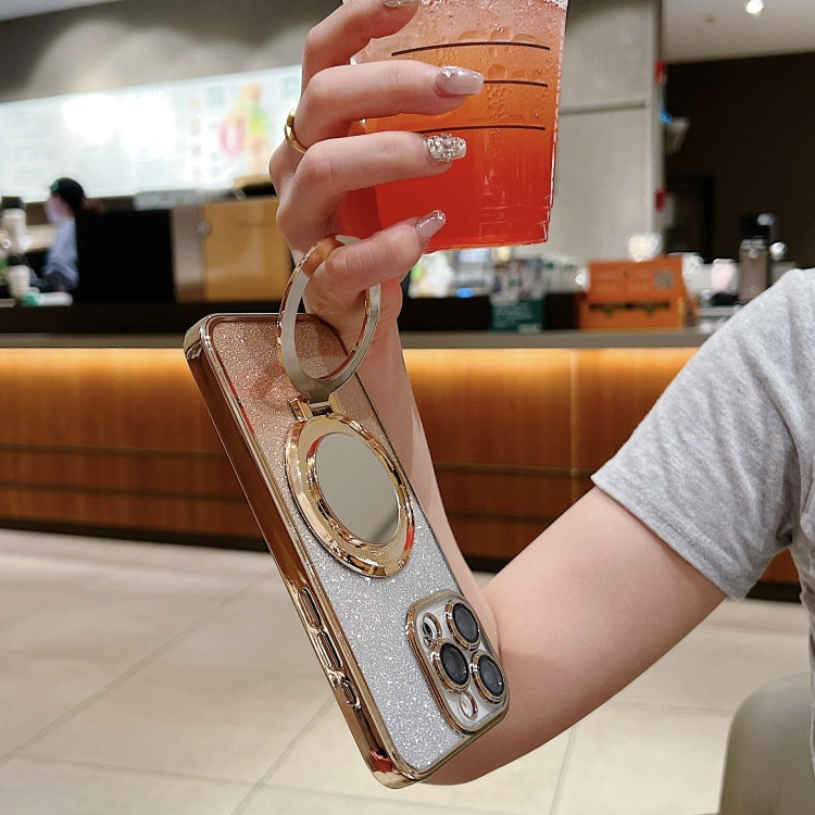 Plated Mirror Holder Gradient Glitter MagSafe Phone Case, For iPhone XS Max, For iPhone 7 / 8 / SE 2022, For iPhone X / XS
