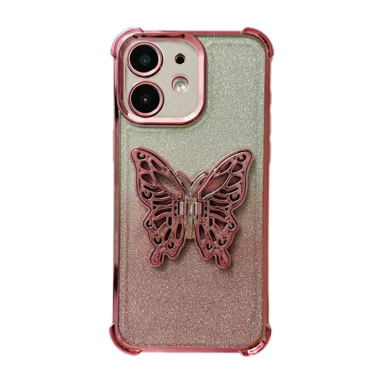 Electroplated Glitter 3D Butterfly Four-corner Shockproof TPU Phone Case, For iPhone 13 Pro Max, For iPhone 13 Pro, For iPhone 13, For iPhone 12