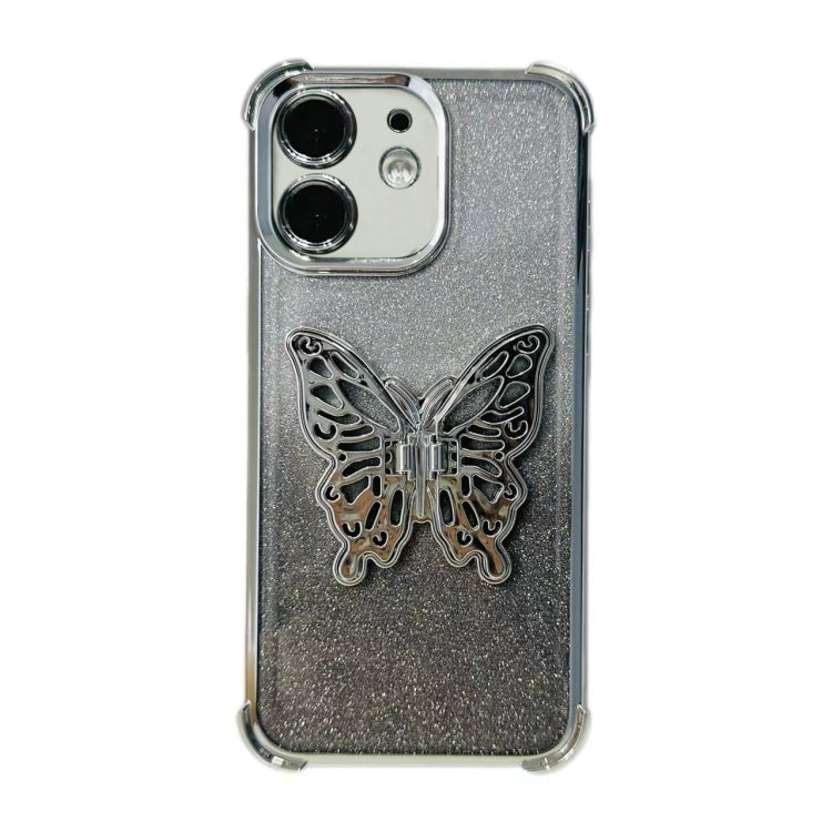Electroplated Glitter 3D Butterfly Four-corner Shockproof TPU Phone Case, For iPhone 13 Pro Max, For iPhone 13 Pro, For iPhone 13, For iPhone 12