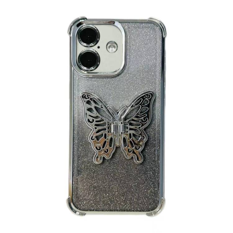 Electroplated Glitter 3D Butterfly Four-corner Shockproof TPU Phone Case, For iPhone 16 Pro Max, For iPhone 16 Pro, For iPhone 16 Plus, For iPhone 16