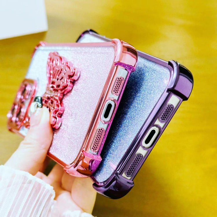 Electroplated Glitter 3D Butterfly Four-corner Shockproof TPU Phone Case, For iPhone 11 Pro, For iPhone XR, For iPhone XS Max, For iPhone 7 / 8 / SE 2022