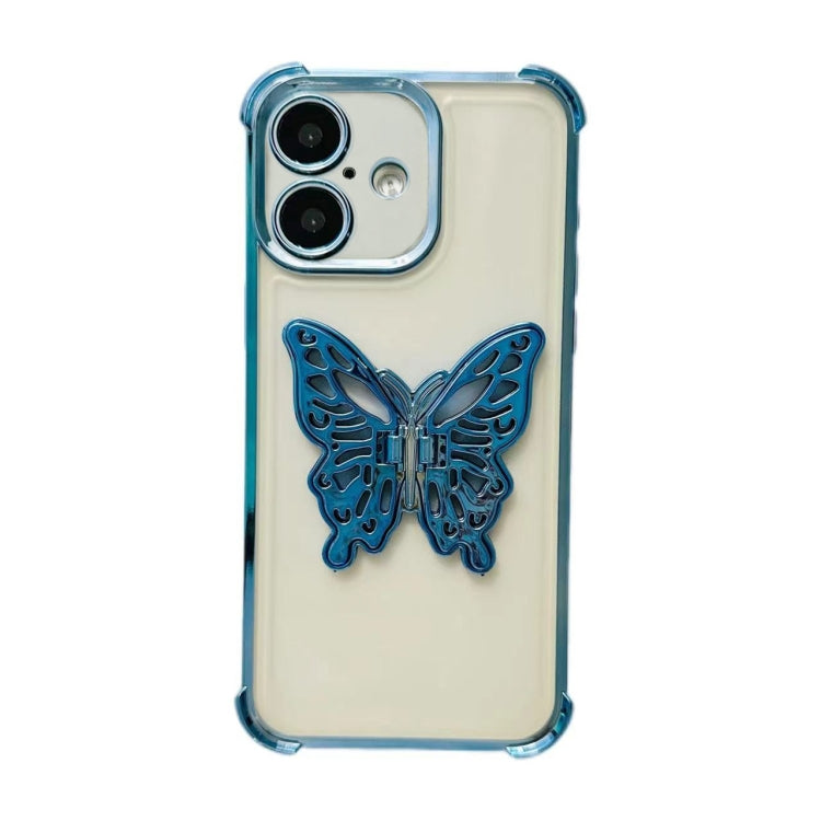 Electrpolated 3D Butterfly Holder TPU Phone Case, For iPhone 16 Pro Max, For iPhone 16 Pro, For iPhone 16 Plus, For iPhone 16