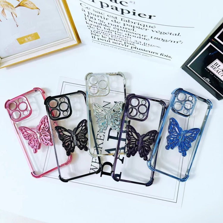 Electrpolated 3D Butterfly Holder TPU Phone Case, For iPhone 11 Pro, For iPhone XR, For iPhone XS Max, For iPhone 7 / 8 / SE 2022