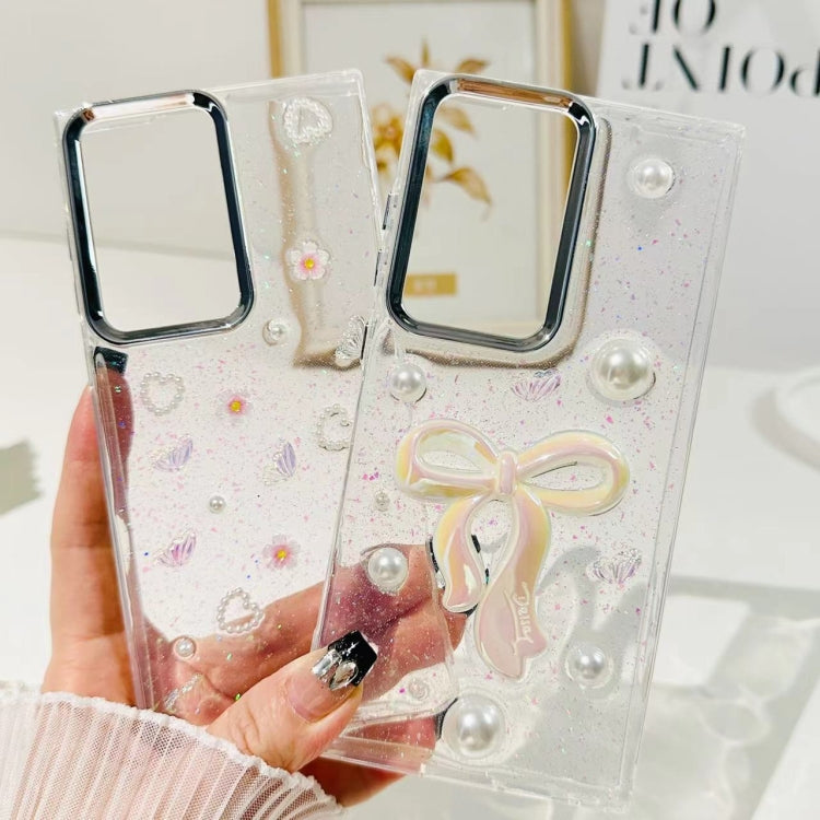 Three-dimensional Bow Pearl Love Flower TPU Phone Case, For Samsung Galaxy S23+ 5G, For Samsung Galaxy S23 5G