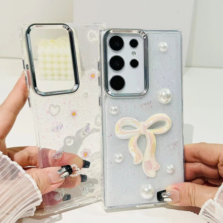 Three-dimensional Bow Pearl Love Flower TPU Phone Case, For Samsung Galaxy S23+ 5G, For Samsung Galaxy S23 5G