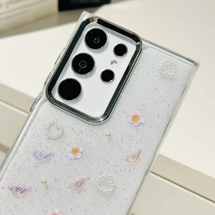 Three-dimensional Bow Pearl Love Flower TPU Phone Case, For Samsung Galaxy S23+ 5G, For Samsung Galaxy S23 5G
