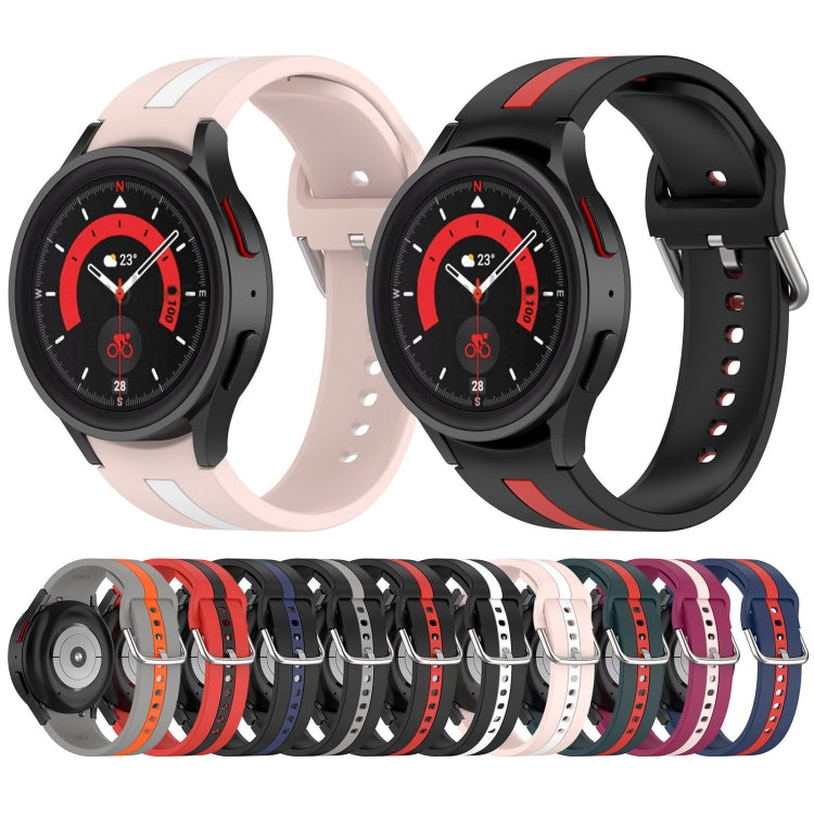 Two Color Stripe Silicone Watch Band, For Samsung Galaxy Watch FE 40mm, For Samsung Galaxy Watch 7 40 / 44mm
