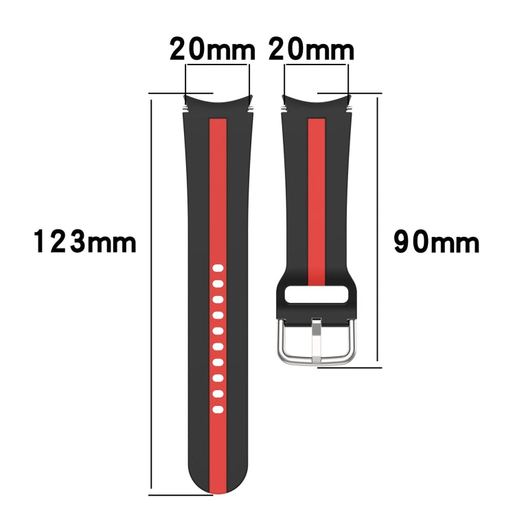 Two Color Stripe Silicone Watch Band, For Samsung Galaxy Watch FE 40mm, For Samsung Galaxy Watch 7 40 / 44mm