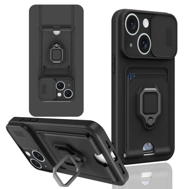 Sliding Camshield Magnetic Card Holder Silicone Phone Case, For iPhone 15, For iPhone 14 Plus, For iPhone 14, For iPhone 14 Pro