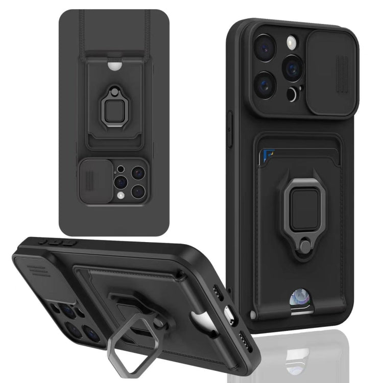 Sliding Camshield Magnetic Card Holder Silicone Phone Case, For iPhone 14 Pro Max, For iPhone 13 Pro Max, For iPhone 13 Pro, For iPhone 13