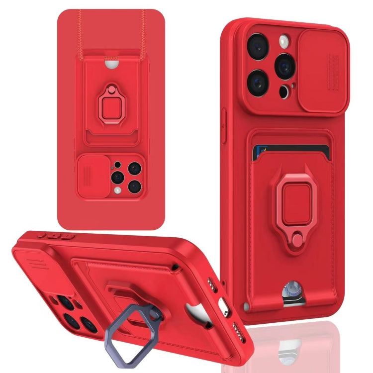 Sliding Camshield Magnetic Card Holder Silicone Phone Case, For iPhone 14 Pro Max, For iPhone 13 Pro Max, For iPhone 13 Pro, For iPhone 13