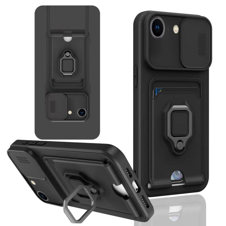 Sliding Camshield Magnetic Card Holder Silicone Phone Case, For iPhone X / XSS, For iPhone 7 / 8 / SE 2022, For iPhone 7 Plus / 8 Plus