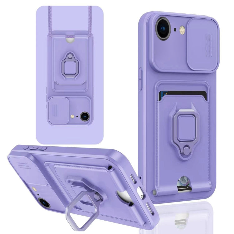 Sliding Camshield Magnetic Card Holder Silicone Phone Case, For iPhone X / XSS, For iPhone 7 / 8 / SE 2022, For iPhone 7 Plus / 8 Plus
